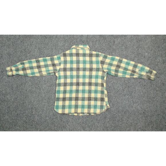 Vintage Woolrich Woman Wool Flannel Shirt Green Plaid Boxy Womens Small Shacket - Picture 6 of 8